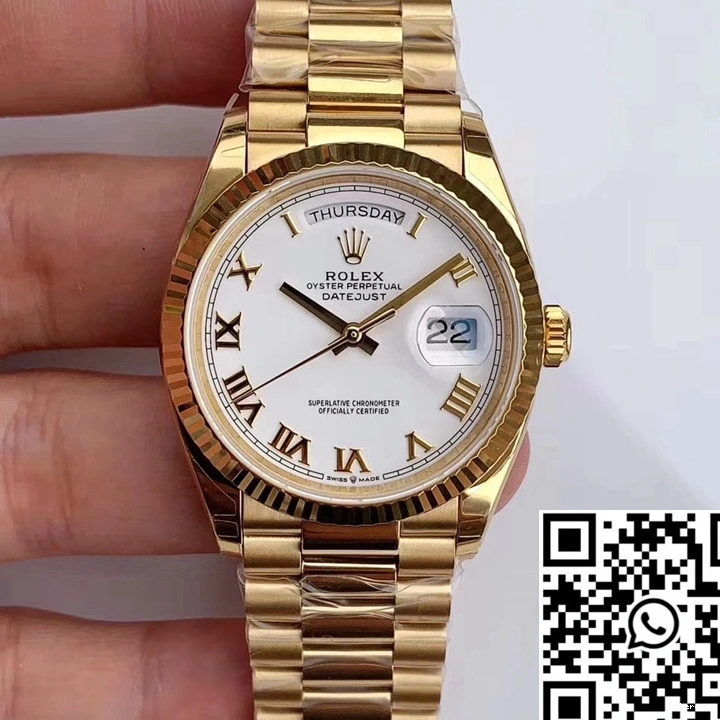 Day-Date Roman Rolex EW M128238 Scale Dial White Time Factory 0129